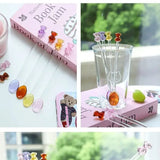 Yeknu  Japanese Style Creative Milk Dessert Teddy Bear Spoon Colorful Transparent Glass Spoon Cute Long Handled Coffee Stirring Spoon