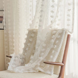 Yeknu  White Voile Sheer Curtains for Living Room Pompom Window Drapes Rod Pocket Party Wedding Decor Valance Door Curtains Net Panels