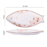 Yeknu  Nordic Cartoon Fish Plate Creative Steamed Dish Microwave Oven Available Household Restaurant Tableware Fish-shaped Dinner Plate