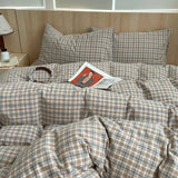 Yeknu Nordic Ins Bedding Set Pure Cotton Duvet Cover Set Skin-Friendly Single Twin Full Queen Size Flat&Fitted Sheets Bed Sheets Set