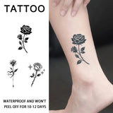 Yeknu  Rose Herbal Temporary Tattoo Stickers, Long-lasting Waterproof for One to Two Weeks, Fake Tattoo for Women, For Arm, Neck, Leg