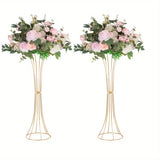 Yeknu  2 high gold vases, artificial flower racks for wedding parties, birthday events, family receptions, Christmas  Halloween decor