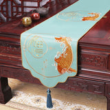 Yeknu Chinese Style Embroidered Table Flag High-End Rich fish Table Runners Home Wedding Decoration Simplicity Long Tablecloth