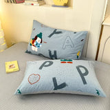 Yeknu 100% Cotton 4-Piece Duvet Cover Set (1 Duvet Cover 2 Pillowcases 1 sheet), Minimalist Cartoon Design, Ultra-Soft Bedding Set