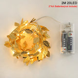 Yeknu 2M 20LED Golden Leaves String Fairy Lights For Wedding Birthday Party Decoration Home Garden Artificial Plant Garland Vine Light