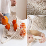 Yeknu  Handheld foldable shopping Cotton mesh bag , reusable fruit mesh bag, Woven mesh pocket hollowed out kitchen storage