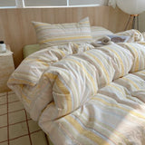 Yeknu  Nordic sling Cotton Pink Stripes Duvet Cover 150x200 Size Girl's Room housse Skin friendly Breathable Comforter Sets