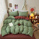 Yeknu  New plaid printing retro cloud double-layer yarn four-piece set, bedding, student dormitory single 3-piece set