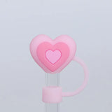 Yeknu  1PC Silicone Heart Straw Covers Reusable Star Straw Toppers Drinking Caps Straws Stopper for Stanley 10mm Tumbler Accessories