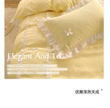 Yeknu Korean Princess Style Bedding Sets Ins Lace Bowknot Duvet Cover Fitted Sheet For Girl Woman Home Bedroom Kawaii Bed Linens