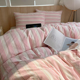 Yeknu Nordic Ins Bedding Set Pure Cotton Duvet Cover Set Bed Sheets Set Skin-Friendly Single Twin Full Queen Size Flat&Fitted Sheet