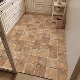 Yeknu  Retro Plaid Kitchen Floor Mat Oil-proof Waterproof PVC Leather Carpet Fashionable Home Decoration Free-cut Balcony Rugs Alfombra