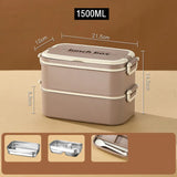 Yeknu  1500ml Portable Stainless Steel 316 Thermal Lunch Box With Insulation Bag Leak-Proof Bento Box Adult Student Food Container