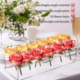 Yeknu Clear Acrylic Flower Vase Rectangular Floral Centerpiece Dining Table Floral Arrangements Wedding Decorative flower pot gift
