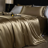 Yeknu  Luxury Mulberry Silk Duvet Cover Set High End Satin Solid Color Quilt Cover and Pillowcases Soft Silky King Size Comforter Cover