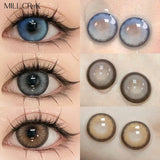 Yeknu  Colored Contact Lenses korean Cosmetic Makeup Beauty lens with degree 0 to-8.00 Power Natural Color Lens Diopter Eye 2pcs Yearly
