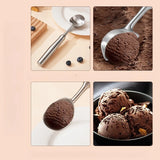 Yeknu  1PC Ice Cream Spoon Stainless Steel Summer Ice Cream Dessert Spoon Long Handle Fruit Tableware Household Goods