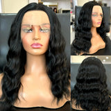 Yeknu  Short Black Curly Bob Wig Loose Deep Wave Synthetic Hair Free Part 13X4 Lace Front Wig Short Wavy Wigs for Women Daily Party