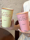 Yeknu Korean Sle Cerc Coffee Cup for Women Handheld Office Water Drinking Cup Juicy Milk Coffee Cup Artistic Design 200ml-400m...