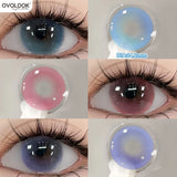 Yeknu   Pair 14.2/14.5mm Myopia Colored Contact Lenses For Eyes Fashion Natural Brown Lens Beauty Color Pupil Blue Purple Pink