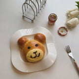 Yeknu Simple Wave Breakfast Plate Black and White Wavy Dot Stripe Irregular Underglaze Color Ceramic Wavy Edge Dessert Plate