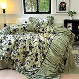 Yeknu  3Pcs French Romantic Lace Bedding Sets Queen Sizes Duvet Cover Set King Size Brushingprocess Skin Friendly Suitable For All Ages