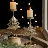 Yeknu  Retro Christmas Wrought Iron Candlestick Star Elk Christmas Tree Candle Holder Merry Christmas New Year Table Ornaments