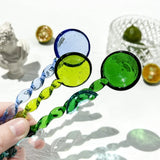 Yeknu  Cute Spiral Handle Glass Spoon Borosilicate Heat-resistant Coffee Mixing Spoon DessertI Ice Cream Spoon Largesoup Spoon