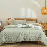 Yeknu  Solid Color Thickened 100% Cotton Bedding Sets Luxury Striped Breathable Bedclothes for Adult High Quality Soft Home Textile Set