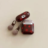Yeknu  ins wind retro contrasting red-brown polka dots are suitable for airpods4 protective case airpodspro3 generation Apple
