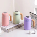 Yeknu  480ml Double Stainless Steel 316 Thermal Cup With Filter High Quality Office Home Coffee Tea Thermos Mug With Wooden Handle