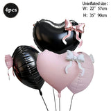 Yeknu  Heart-shaped Foil Balloon with Bow for Women Birthday Party Weddings Baby Shows Valentine's Day Anniversary Photograph  Decor