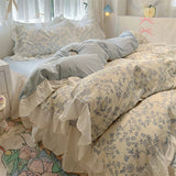 Yeknu  Korean Style Bedding Set with Pillowcase bed sheet Single Full Size Bed Linen Duvet Cover Set Queen/King Double Comforter Cover