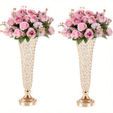 Yeknu  2 Crystal Vases, 20 Inches High, For Use In The Center Of Dining Tables, Wedding Anniversaries, Birthdays, And Home Decor