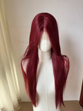Yeknu  Wine Red Lace Front Wig for Women 26Inch Long Straight 13*4 Lace Wigs High Quality Synthetic Lace Wig Natural for Cosplay Peluca