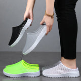 Yeknu  Slippers Summer Men Mesh Breathable Home Indoor Slippers Men women Thick Bottom Slides Fashion Couple Walking Shoes