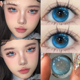 Yeknu  1 Pair High Quality Blue Lenses Colorld Contact Lenses with Degree 0.00 to- 8.00 Cosmetic Natural Eye Contacts Lenses