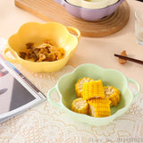 Yeknu  1pc Nordic Creative Ceramic Double Ear Lace Shape Bowl 650ML Household Cream Style Tableware Fruit Salad Soaked Noodle Soup Bowl