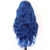 Yeknu  Dark Blue Wig Blue Lace Front Wig Pre Plucked Long Body Wave 13x4 Lace Wig Navy Blue Colored Synthetic Lace Front Wig 26 Inch