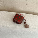 Yeknu  ins wind retro contrasting red-brown polka dots are suitable for airpods4 protective case airpodspro3 generation Apple