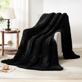 Yeknu  Chunky Knit Blanket Throw Chenille Chunky Knitted Throw Blanket for Bed Couch Handmade Thick Big Cable Knit Blanket