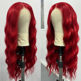 Yeknu  Red Wig Loose Curly Wig Synthetic Lace Front Wigs for Women Long Natural Wave Wig Ready to Wear Cosplay Wig Heat Resistant Fiber