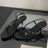 Yeknu  Summer Fashion Gladiator Narrow Band  Open Toe Women Sandals Thin Low Heel Party Shoes