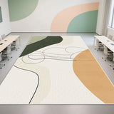 Yeknu  Modern Abstract Art Geometric Curve Rugs Morandi Colour Block Simple Premium Non Slip Wearable Rugs Home Decoration