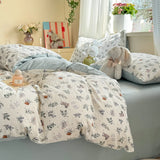 Yeknu  Ins Single Double Queen Size Duvet Cover Flat Sheet Pillowcase Girls Home Totel Bed Linens bedding sets and components