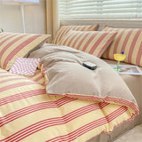 Yeknu  Textiles Soft Four-piece Bedding Set Pillowcase Purple Washed Cotton Flower Duvet Cover for Children Women Men Bed Sheet