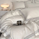 Yeknu Luxury 1000TC Egyptian Cotton Solid Color Hotel Style Embroidery Bedding Set Duvet cover Set Flat/Fitted Bed Sheet Pillowcases