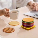 Yeknu  8pcs/set Burger Shape Coaster Creative Cup Pad Silicone Insulation Mat Mug Holder Kitchen Dining Bar Table Decorations Kids Gift