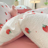 Yeknu  Korean Style Seersucker  Washed cotton Bedding Set  Girls Twin Queen Size Duvet Cover   Bed Linens Kids Fashion