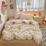 Yeknu 100% Cotton Bedding Set Cartoon Cute Animals Duvet Cover Set Bed Linen Flat Sheets Set 2 Pillowcases Single Double Queen Size